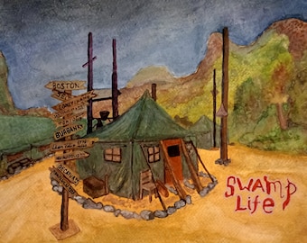 MASH Namiot Hawkeye'a Bagno Akwarela, Wydruk, Retro TV Dekoracja Domu