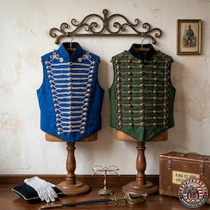 Michael Jackson Style Cotton Military Vest, Hussar Parade Waistcoat Men