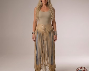 Western Leather Fringe Belt, Cowgirl Tassel Skirt, Boho Festival Accessory, Handmade Waist Wrap
