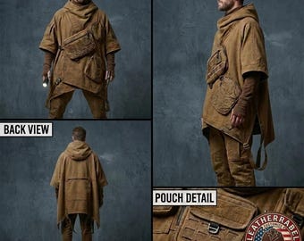 Poncho/capa de estilo techwear - Chaqueta táctica utilitaria cyberpunk - Capa con capucha futurista postapocalíptica