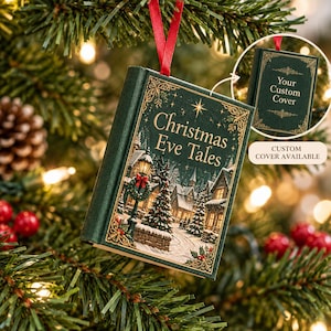 Personalized Mini Book Ornament, Custom Book Stack Christmas Ornament, Book Lover Gift, TBR Keepsake