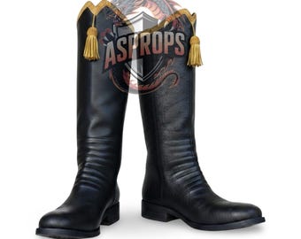 Hessian Military Riding Boots Lando Calrissian General Shoes Regency Officer Gold Tassel Shoes