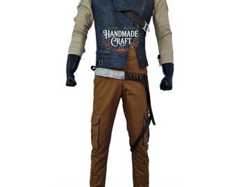 Skórzany zestaw cosplayowy Cal Kestis | Kamizelka i kabura Scrapper | Spersonalizowany strój Jedi Survivor