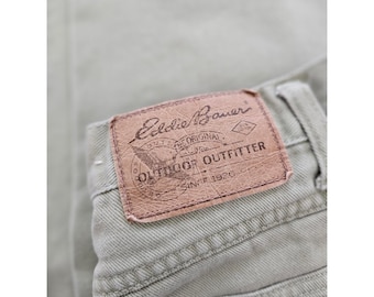 Eddie Bauer - Jean vintage taille haute plissé en coton vert sauge fuselé taille 8