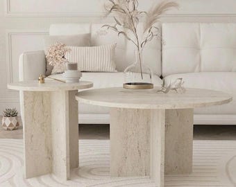 Set di 2 tavolini da caffè impilabili Boho, tavolini rotondi moderni per soggiorno, tavolini laterali salvaspazio / 2’li Orta Sehpa Yuvarlak Zigon