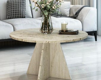 Nowoczesny okrągły stolik kawowy 60/78 cm, skandynawski minimalistyczny stolik do salonu, meble do małych pomieszczeń / Nowoczesny Yuvarlak Orta Sehpa