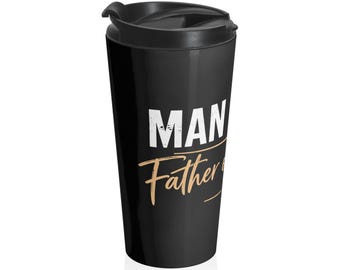 Man of God Father of Purpose Travel Mug | Christian Cross Stainless Steel
