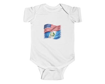 American and Guatemala Flag Sketch Bodysuit | Baby Onesie