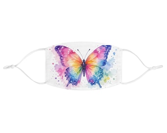 Mascarilla facial de mariposas de acuarela arcoíris / Mascarilla de mariposas coloridas