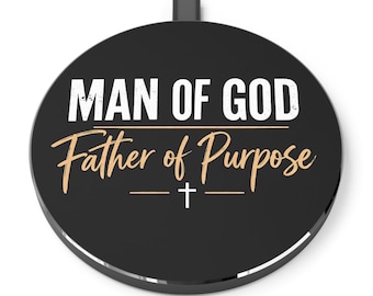 Man of God Father of Purpose Wireless Charger | Christian Faith Cross