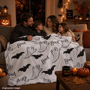 Arktische Fleecedecke mit Geister- und Fledermausmuster (Boo-Muster)