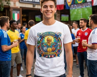 T-shirt avec trophée de la Coupe du Monde | Design football Coupe du Monde, drapeaux internationaux