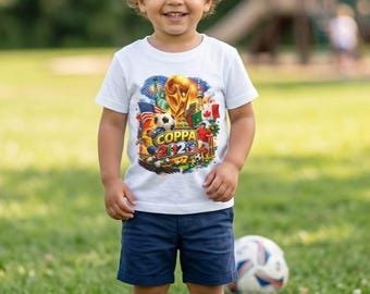 T-shirt enfant avec trophée de la Coupe du Monde | Illustration du championnat de football