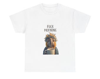 T-shirt paresseux grincheux avec café | T-shirt à slogan « À bas le matin »