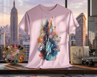 T-shirt aquarelle Statue de la Liberté | Skyline de New York