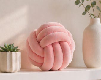 Pink Knot Pillow Ball Plush Cushion Cute Aesthetic Throw Pillow Braided Decorative Cushion for Couch Bed Girly Room Decor