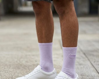 Spersonalizowane skarpetki z haftowanymi inicjałami, skarpetki z niestandardowym imieniem, prezent z tekstem