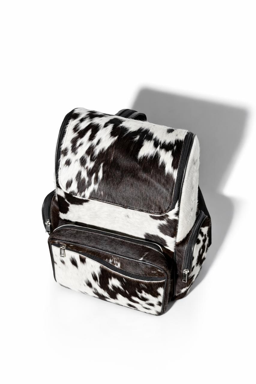 NWT! Genuine Black & White Cowhide Backpack - large size! Amazon.com: LP-FACON Western Cowhide Leather Bag Backpack  main image 2