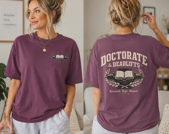 Maglietta Dottorato e Stacchi da Terra / Maglietta Sollevamento Pesi per Studenti di Dottorato / Maglietta Palestra per Studenti Laureati