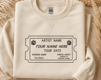 Customizable Concert Ticket Theme Embroidered Pullover Sweatshirt