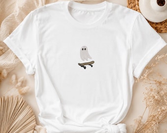 Ghost Skateboarder Embroidered Pullover Shirt