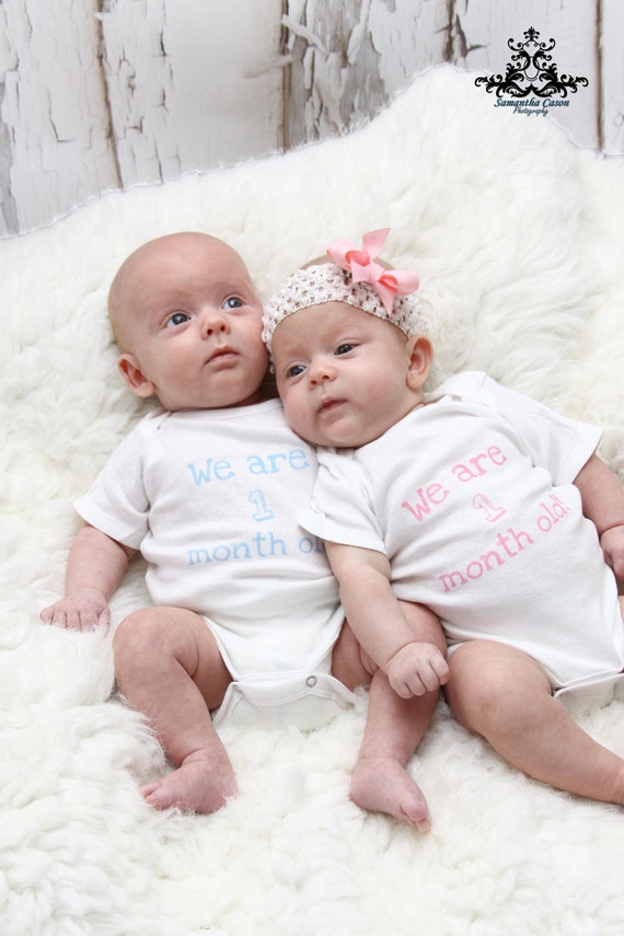 Items similar to Twins Monthly Onesies on Etsy