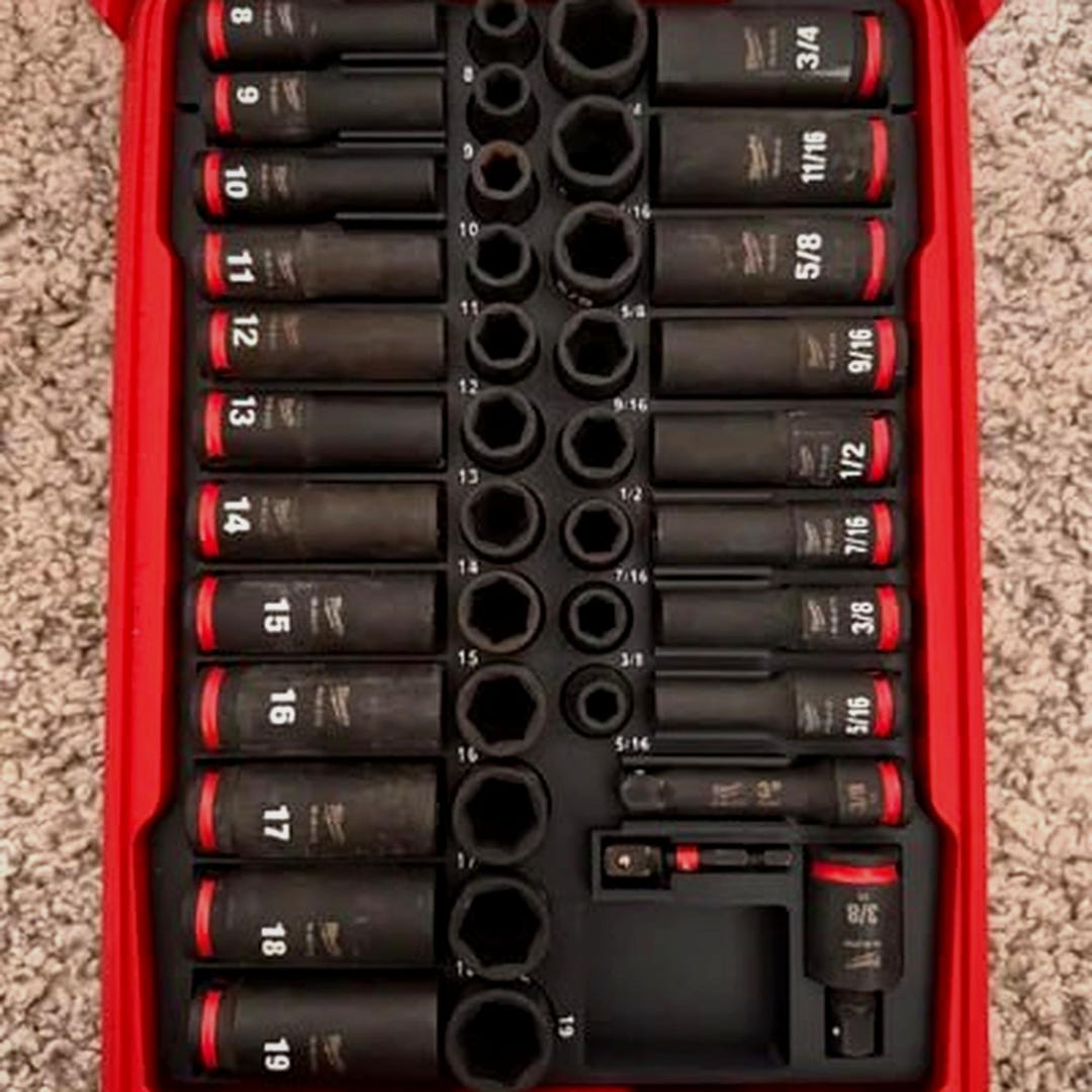 Socket Set Compatible Pack Out 3D Printed Packout Insert for Milwaukee Impact Socket Set Organizer ...