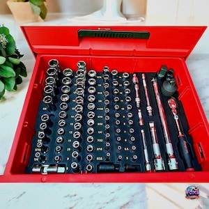 3D Printed Socket Organizer for Milwaukee Packout 3-Drawer, SAE Mechanic Tool Insert