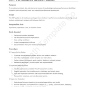 SOP: Leistungsüberprüfungsprozess | Mitarbeiter Bewertung Vorlage | Personalarbeit & Teamentwicklung