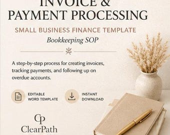 Invoice & Payment Overview | Small Business Finance Template | Bookkeeping SOP
