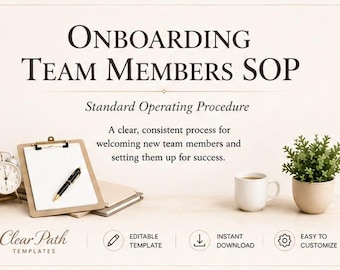 SOP: Onboarding Team Members | Editable Word Template | Business Operations SOP