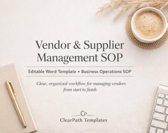 SOP: Vendor Management | Editable Word Template | Business Operations SOP