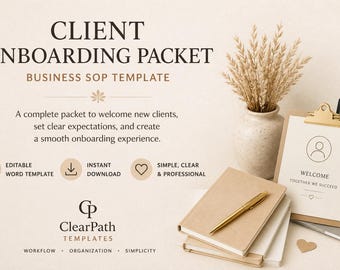 Client Onboarding Packet Template | Clear, Professional Welcome Guide + Intake Form | Editable Word File