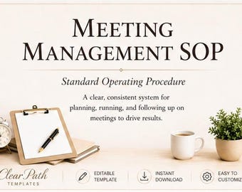 SOP: Meeting Management | Editable Word Template | Business Operations SOP
