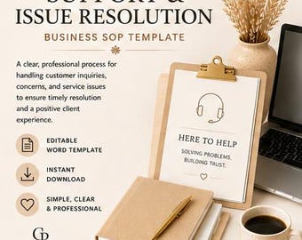 Customer Support Issue Resolution SOP | Editable Word Template (Digital Download)