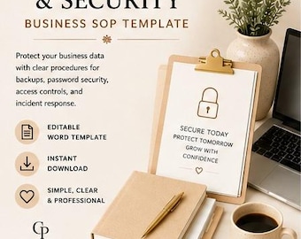 Data Backup & Security SOP | Editable Word Template | Secure File Management Process | Business Operations SOP