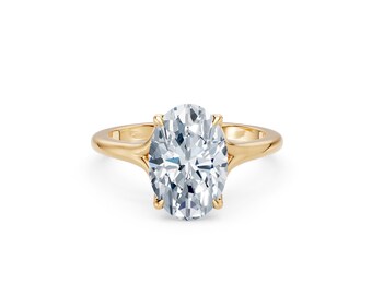 14K gult guld 5,00CT oval diamantring i labbodlad form, blomkorgsinfattning, IGI-certifierad, VVS2 E-färg, unik blomkorgring