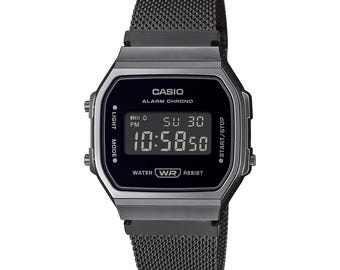 Anpassad graverad Casio vintageklocka A168WEMB-1BVT svart personlig digitalklocka modifierad lasergraverad present minimalistisk retroklocka