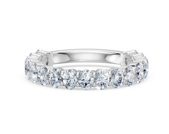 14K vitguld oval diamant alliansring, ca 2,30CT, vigselring med labbodlad diamant, lyxig stapelbar ring, unik vigselring