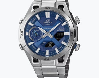 Anpassad graverad Casio Edifice ECB-2300D-2A Bluetooth-klocka med solcellsfunktion, personlig herrklocka i rostfritt stål, present