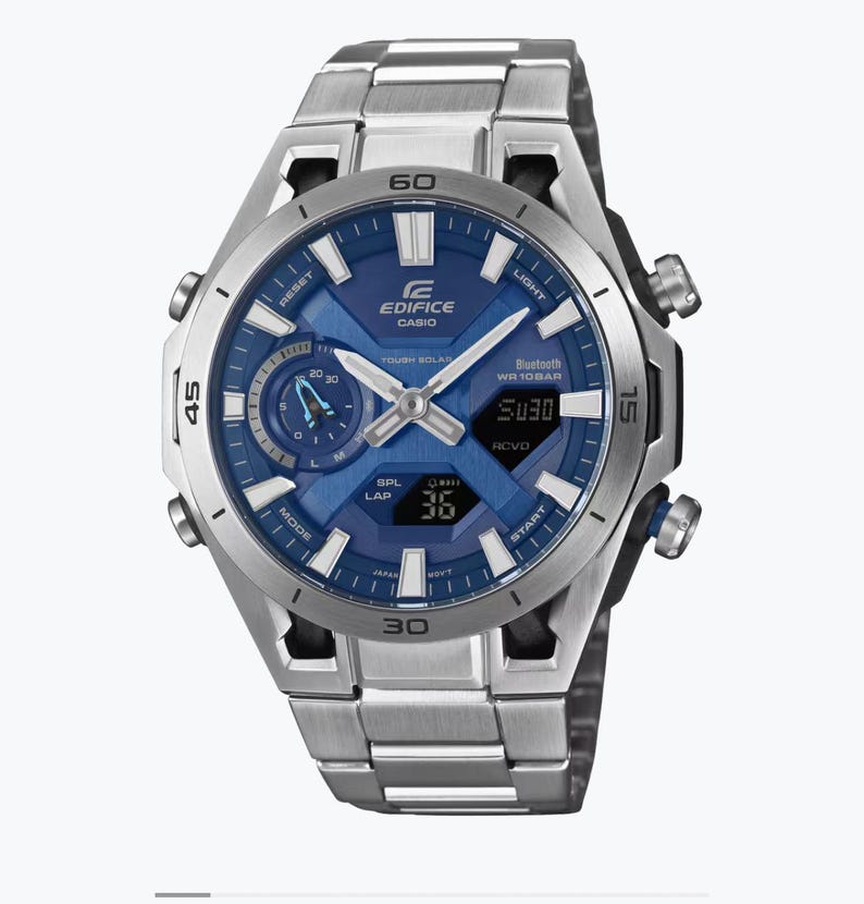 Edifice Watch Customize Custom Engraved Casio Edifice ECB-2300D-2A Bluetooth Tough Solar Watch ...