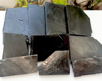 AAA Natural Black Obsidian Slabs - Pure Jet Black Volcanic Glass Rough,  Lapidary, Display,Art