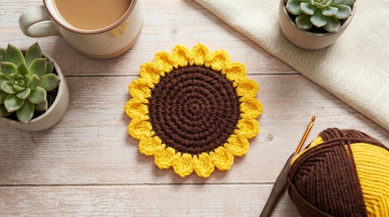 Sunflower Coaster Crochet Pattern PDF | Instant Digital Download | DIY ...