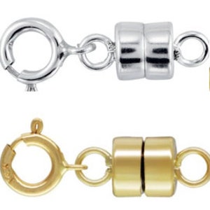 REAL 14k Yellow or WHITE  Gold 4.5mm Magnetic Lock Clasp & Spring Ring Necklace Bracelet Connector Converter