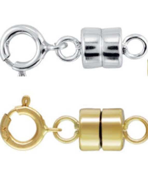 REAL 14k Yellow or WHITE Gold 4.5mm Magnetic Lock Clasp & Spring Ring  Necklace Bracelet Connector Converter 