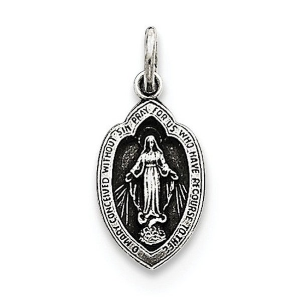 Tiny Vintage Sterling Silver 925 Virgin Mary Miraculous Die Struck Charm Pendant Badge