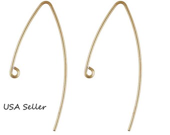 14k Gold Filled V or Simple Minimal Designer Style Earring Ear Wires (4Wires)