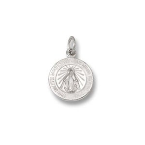 12mm Tiny 925 Virgin Mary Miraculous Charm Pendant Shiny Die Struck Solid Sterling Silver