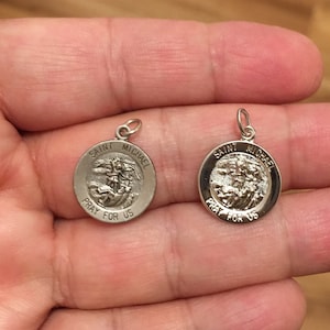Small  Sterling Silver 925 Saint St. Michael  Vintage charm pendant 15mm