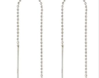 1  Pair Thin Solid Sterling Silver Ear Beaded Bead Style 925 with Open Ring Earring Threader Wire Wires